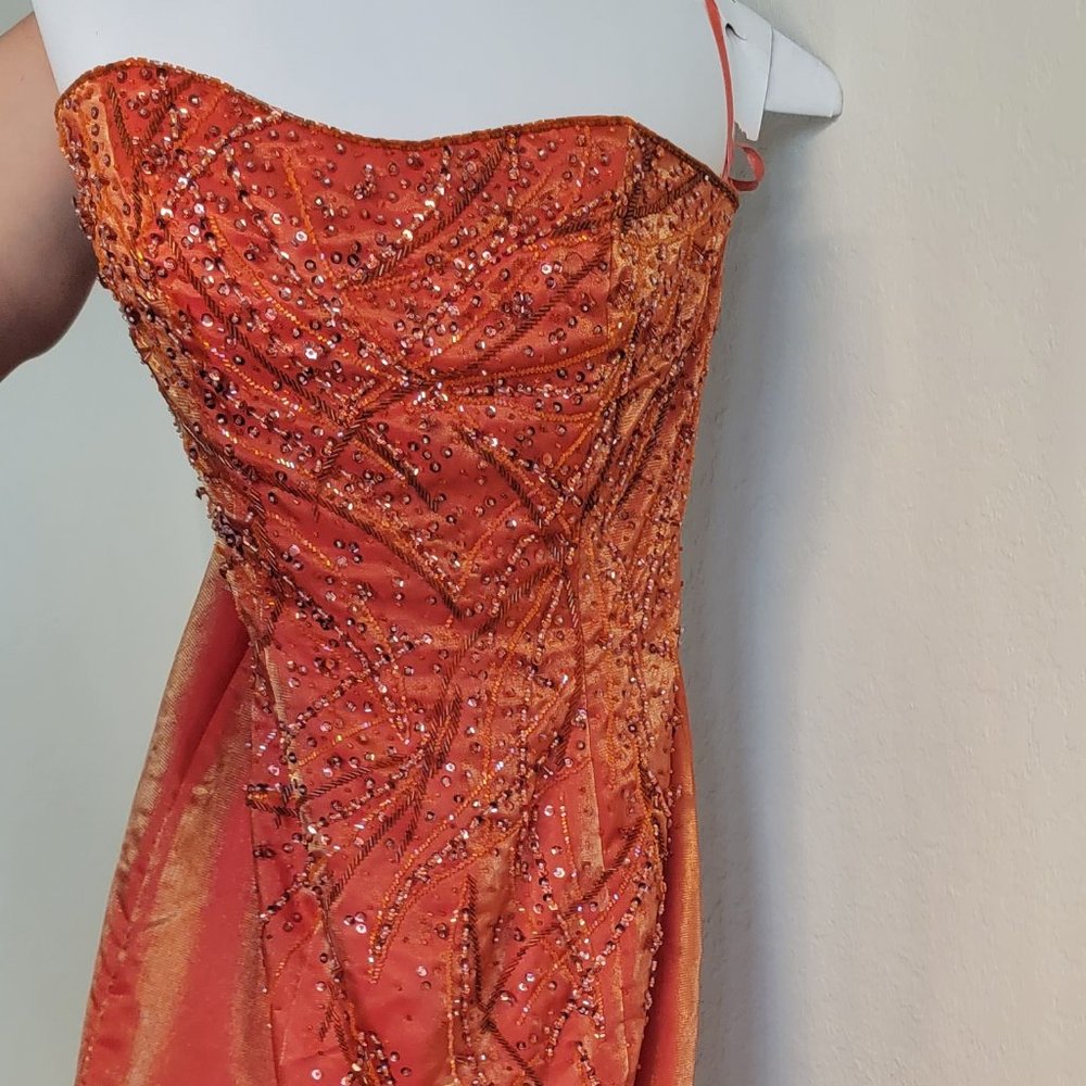 Formal orange bedazzled mermaid dress